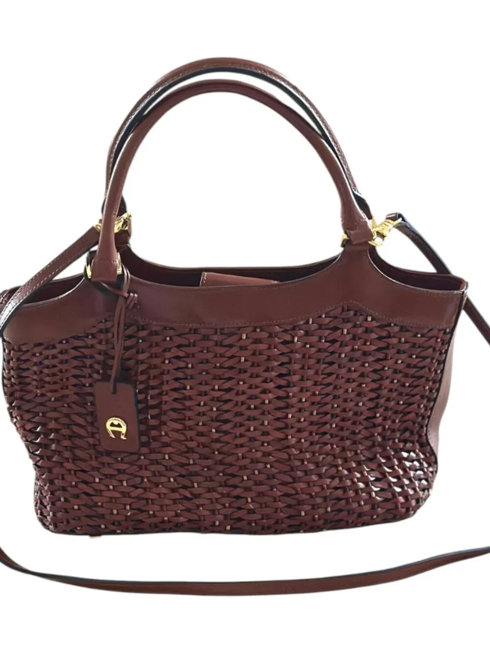 Vintage Etienne Aigner Woven Leather Shoulder Bag Brown NWOT